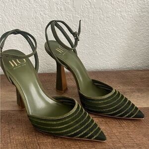 NWT Jennifer Lopez Green Striped Heels - IVY TORRIE 7M